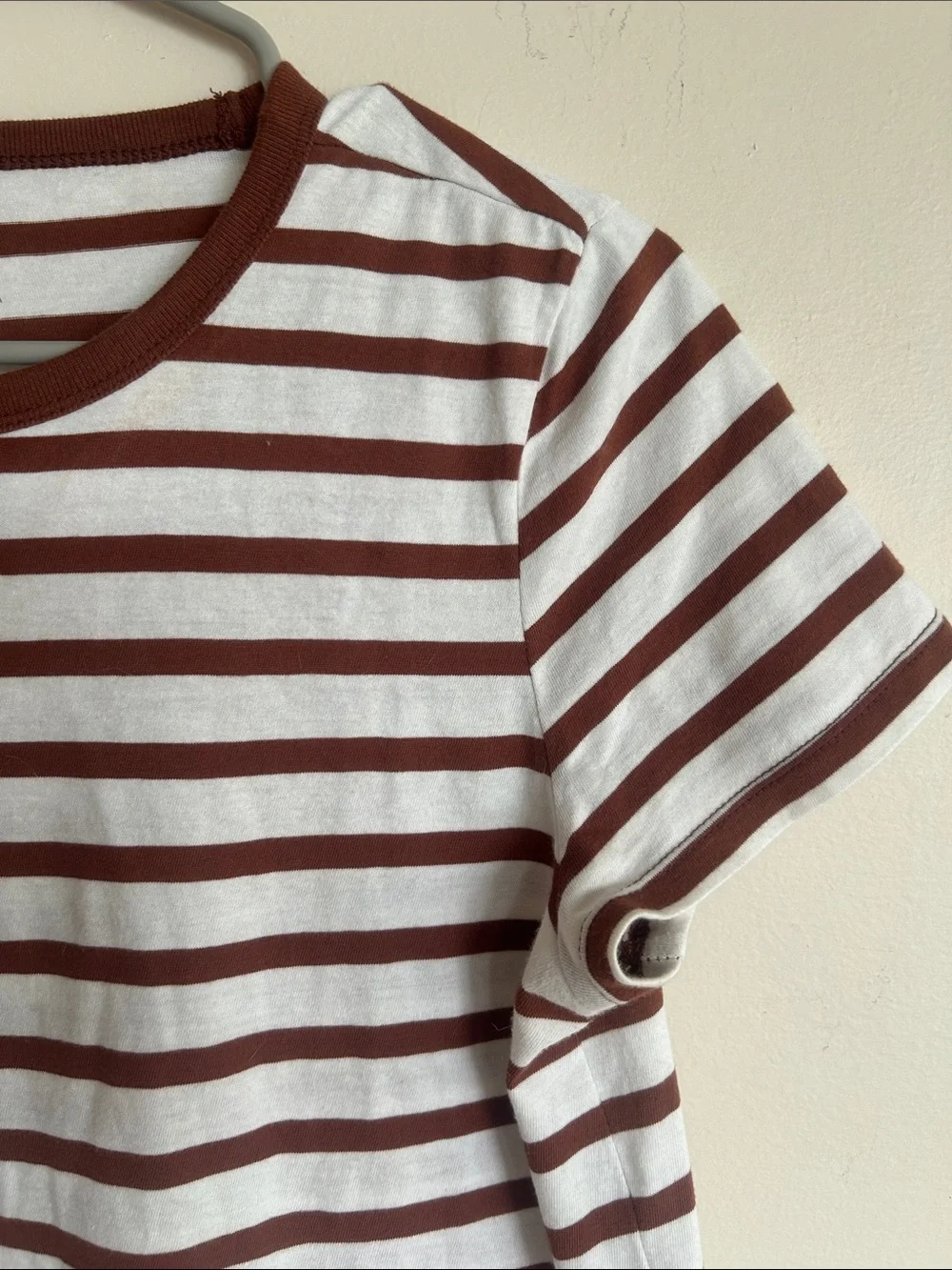 GAP White & Brown Striped Short-Sleeve Tee